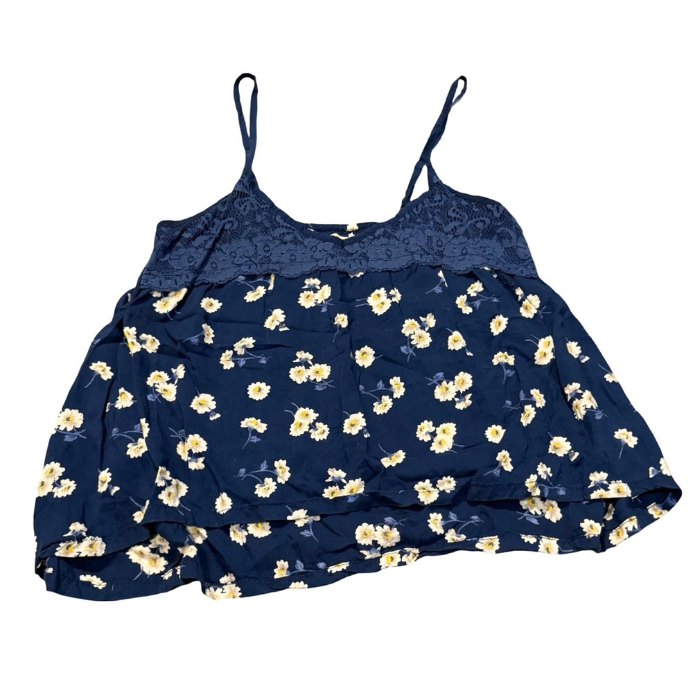 Hollister Floral Babydoll Cami Navy‎ Boho Cottagecore Small